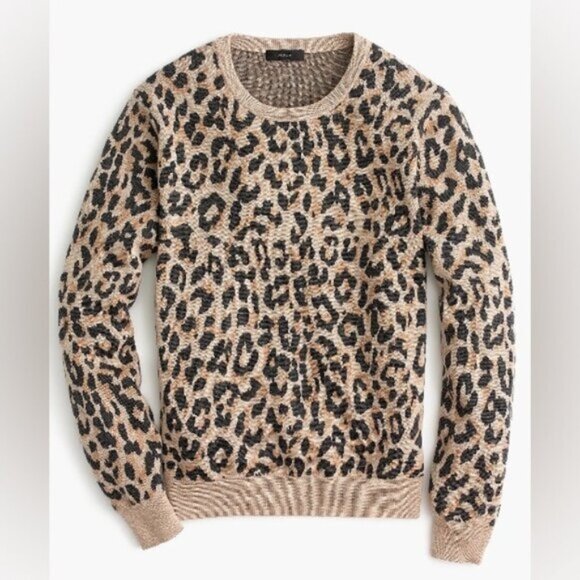 ⭐️ J.Crew Merino Wool Leopard Print Pullover Sweater - Picture 1 of 11
